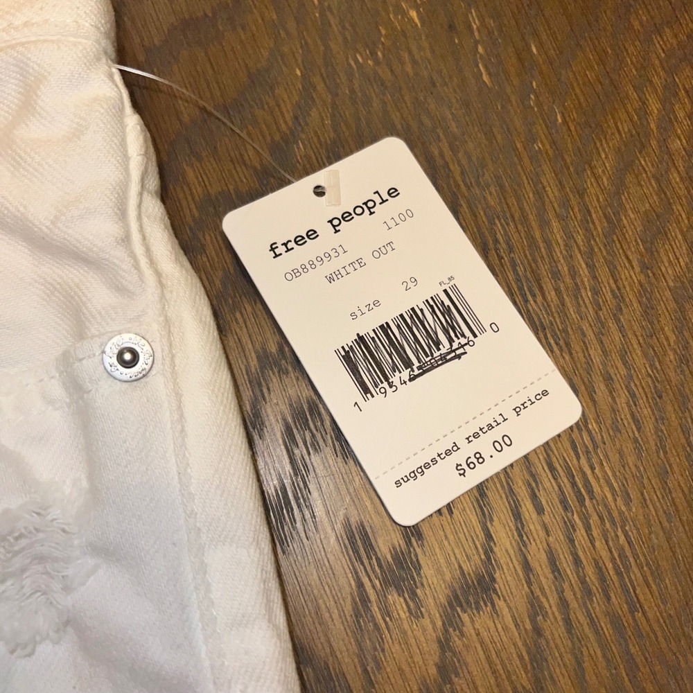 Free People White Out Distressed Denim Shorts High Rise Button Fly  29 - Picture 5 of 8